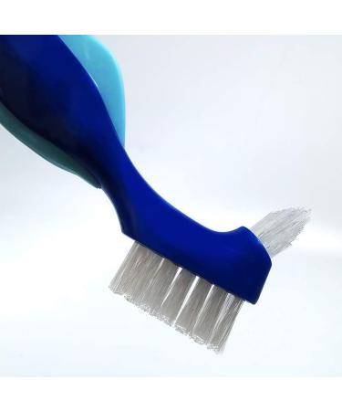 Pack of 6 Hard Denture Brushes - Double-Sided Portable Toothbrush for Prostheses with Ergonomic Design & White Carry Case - Assorted Colors - Ideal for Cleaning False Teeth - Buy Online on GoSupps.com