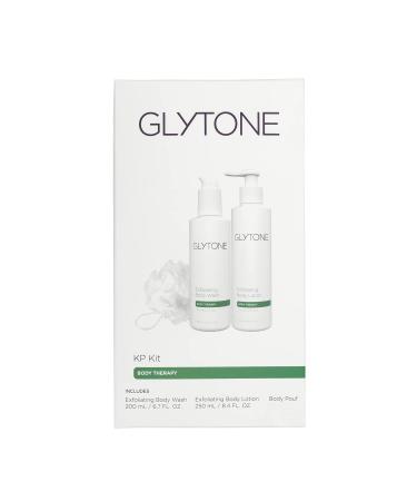 Glytone KP Kit For Keratosis Pilaris - Exfoliating Body Wash, Lotion, Shower Pouf - Smooth Rough & Bumpy Chicken Skin - Fragrance-Free, Routine Kit