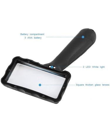 Loupe Magnifier for Hobbies Rectangular 10X Handheld Magnifier with 2 Bright LED Lights for Reading Newspaper Book Map Better Life - Buy Online on GoSupps.com