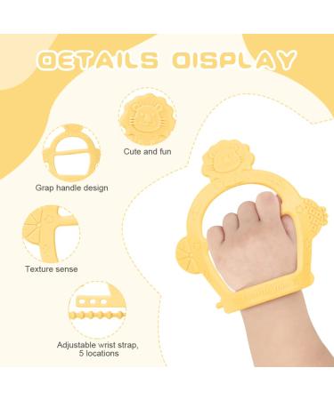 Vicloon Baby Teething Ring - 2PC Silicone BPA-Free Soft Lion Bite Toys for 3+ Months - Dental Aid & Massager - Yellow - Buy Online on GoSupps.com