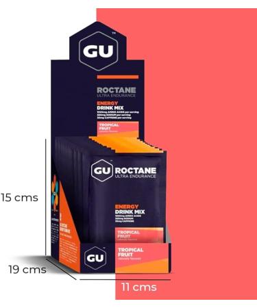 GU Energy Roctane Ultra Endurance Energy Drink Mix - Vegan  Gluten-Free  Kosher  Dairy-Free  35mg Caffeine - Tropical Fruit Flavor - 10 Single-Serving Packets - Buy Online on GoSupps.com