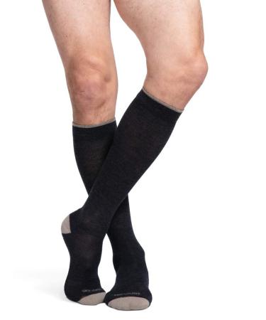 Sigvaris Men’s & Women’s Motion Thermoregulating Wool Closed Toe Calf-High Socks 15-20mmHg - Charcoal - Large Medium