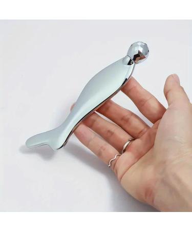 Buy Silver Face Massage Roller & Gua Sha Scraping Board | Facial Massager for Lifting & Relaxation - International Shipping - Buy Online on GoSupps.com