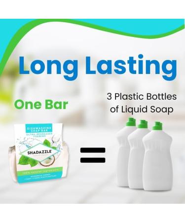 Shadazzle Solid Dish Soap Bar 3 Pack | Eco-Friendly Zero Waste Dishwashing Soap | Ultra-Degreasing All-Natural Ingredients for Squeaky Clean Dishes - Buy Online on GoSupps.com