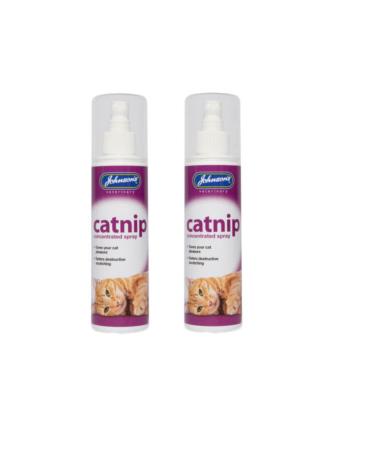 2 PACK JOHNSONS CATNIP CONCENTRATED SPRAY CAT KITTEN PLEASURE PLAY TOYS 150ML