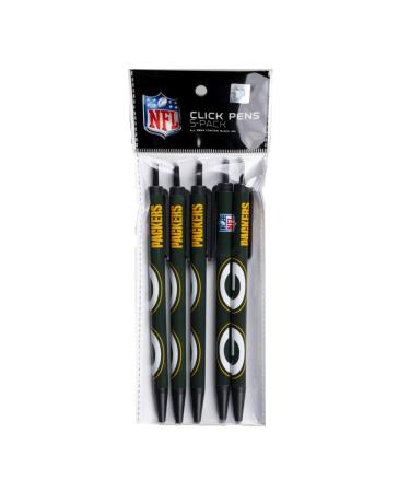 NFL 5-Pack Retractable Click Pens- Great Stocking Suffers and Party Favors Green Bay Packers