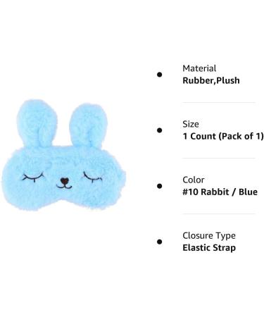 ULIFEMALL Cute 10 Rabbit Blue Sleeping Mask - Soft Fluffy Plush Bunny Blindfold for Kids, Girls, Boys, Women - Perfect for Night, Nap, Travel, Meditation - Buy Online on GoSupps.com