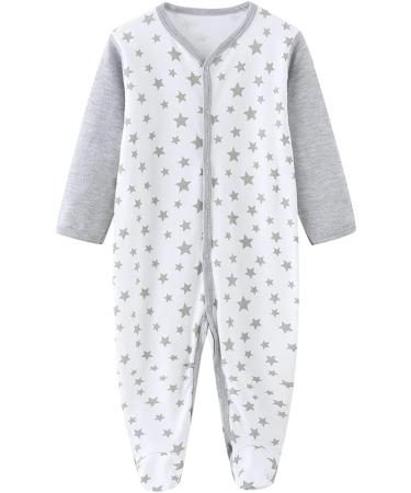 MAMIMAKA Baby Clothes: Cotton Footed Pajamas for Boys and Girls | 0-18 Months | Long Sleeve | Size: 0-3 Months | Color6 - Buy Online on GoSupps.com
