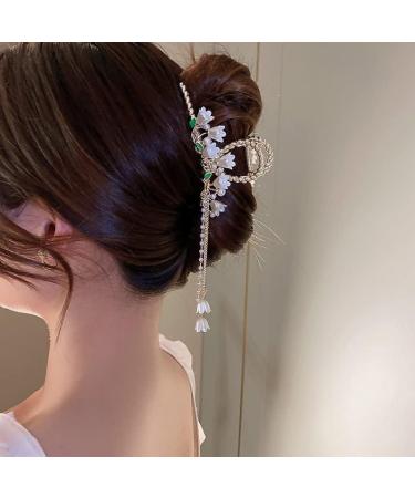 Hair clips claw clips claw clips hair claw shark clip Handmade Natural Pearl Vintage Lily Of The Valley Tassel Hairpin Shark Clip Side Bangs Clip Side Clip Headdress 02 (Color : 5)(1) - Buy Online on GoSupps.com