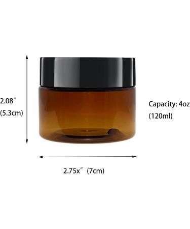 20 Pack 4oz Amber Plastic Jars with Black Lids - PET Storage Container for Cosmetics - Includes Spatulas, Pen, Labels - By ZMYBCPACK - Buy Online on GoSupps.com