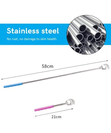 ROXNVM Back Scratchers - 2-Piece Stainless Steel Bear Claw Massage Device Portable Rubber Hand in Blue & Pink for Ultimate Relief - Buy Online on GoSupps.com