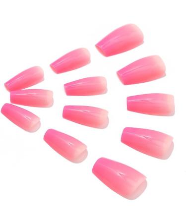 Coffin False Nails Rose Pink Gradient Press on Nails French Short Fake Nails Ballerina Acrylic Stick on Nails 24pcs for Women and Girls 1 count (Pack of 1) Multi-colored - Buy Online on GoSupps.com