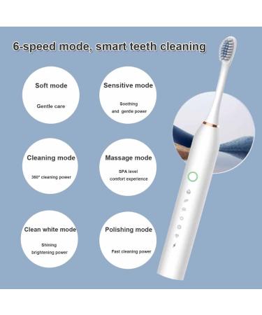 Rechargeable Travel Toothbrush for Adults - 8 Brush Heads 6 Modes IPX7 Waterproof - Pink Electric Toothbrush for Home & Travel - Buy Online on GoSupps.com
