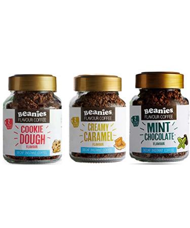 Decaf Flavoured Instant coffee Beanies - 3 jars x50g - (Trio 1)