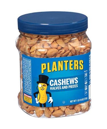 PLANTERS Cashew Halves & Pieces, 26 oz. Resealable Canister | Energy Snacks & Snacks for Adults | Shareable Snacks | Kosher