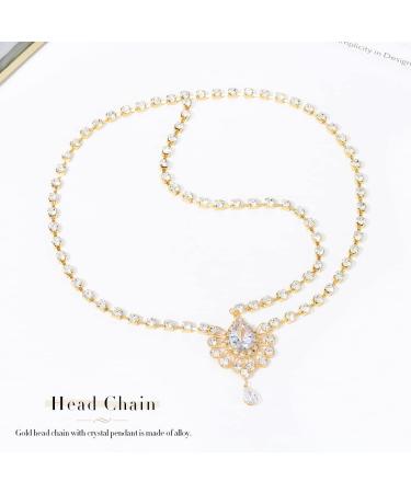 Brinie Boho Gold Rhinestone Head Chain | Wedding Headpiece for Women and Girls - Buy Online on GoSupps.com