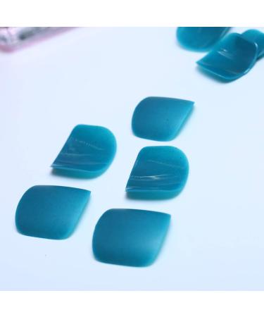 Yienate Light Blue Matte Artificial Toenails - Chic 24-Piece Complete Cover Nail Tips for Toes - Buy Online on GoSupps.com