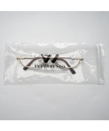 Vevesmundo Metal Reading Glasses Half-Moon Design | 3.5 Diopter Semi-Frame Glasses for Men & Women - Stylish Visual Aid - Buy Online on GoSupps.com