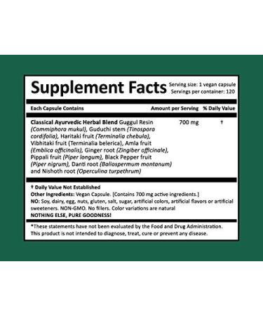 Kaishore Guggul Harmony Nutraceuticals Traditional Ayurveda 120 Vegetarian Capsules - Buy Online on GoSupps.com