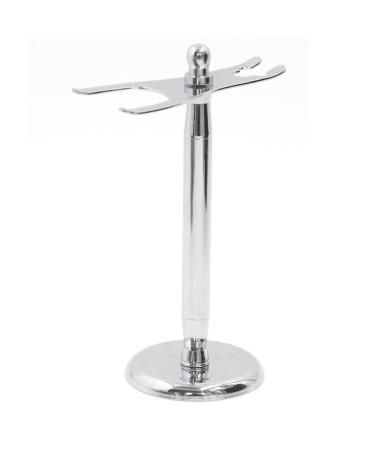 Ruilogod Men Stainless Steel Two Slots Razor Shaving Brush Stand Sheaveway Holder