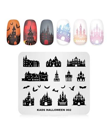 Alexnailart Nail Stamping Plate Halloween Theme Image Design Templates Castle Bat Haunted house Pattern Manicure Print DIY Nail Art Tools HA002