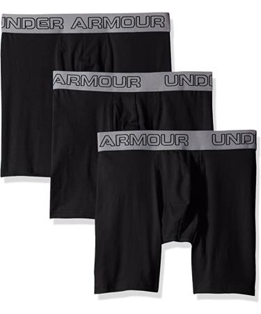 Under Armour Men's Charged Cotton Stretch 6" Boxerjock - 3-Pack MD Black