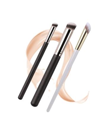 Concealer Brush Under Eye 3Pack Small Nose Contour Brushes for Dark Circles Puffiness and Concealer Brush Under Eye Mini Angled Flat Top Kabuki Nose with Powder Liquid Cream Cosmetic Pro Small Makeup Foundation brushes