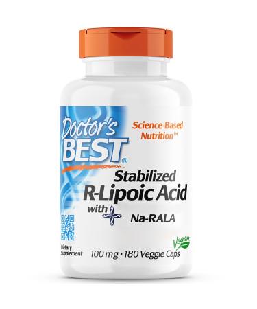 Doctor's Best Stabilized R-Lipoic Acid (R-Liponic acid) 100mg 180 vegan capsules laboratory tests high-dose gluten-free soybean vegetarian 180 pieces (1 Pack)