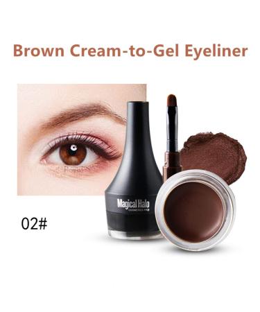 Go Ho Matte Brown Gel Eyeliner - Waterproof, Smudge-proof, Long-lasting Cream with Brush - 2 Brown - Buy Online on GoSupps.com
