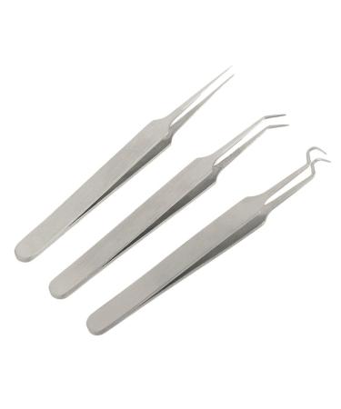 Acne Needle - Acne Needle Set - New 3 pcs/set Acne Needle Tweezers Blackhead Pimples Removal Pointed Bend Gib Head Face Skin Care Tools Comedone Acne Extractor - Sterile Acne Needle