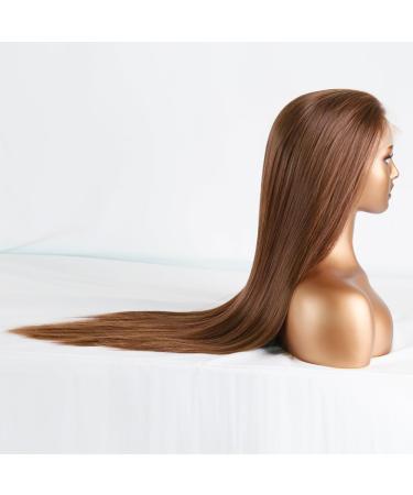 Greenmirr Yaki Brown Lace Front Wig - 24in Long Straight Synthetic Ombre Brown Replacement Wig | Shop Now for Premium Quality Lace Front Wigs - Buy Online on GoSupps.com