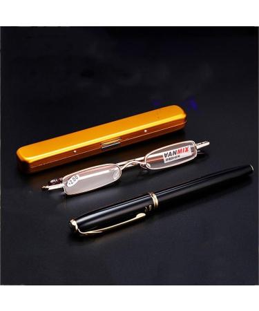 Sfive Mini Narrow Reading Glasses - Compact Portable Presbyopia Glasses for Men & Women - Ultralight Gold +3.0 - Buy Online on GoSupps.com