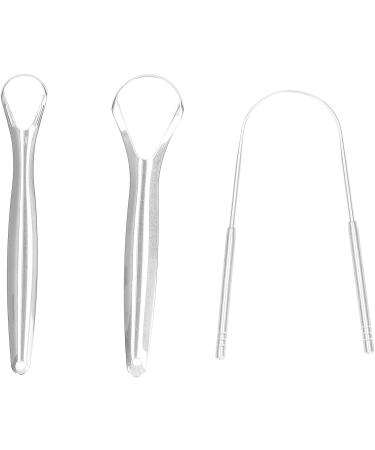 Premium Stainless Steel Tongue Scraper Set - 3-Part Breath Freshening Tool & Cleaner for Oral Care - Buy Online on GoSupps.com