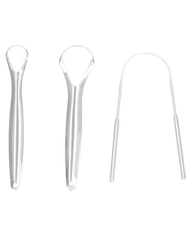 3 pieces of dental tools mouth cleaning tools made of stainless steel tooth scrapers with ergonomic handle comfortable handle portable tongue scraper tooth cleaning for tooth hygiene set