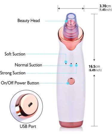 Benkeg Blackhead Remover - Electric Blackhead Suction Device with 5 in 1 Pimple Zit Comedone Extractor Tool Acne Removal kit Blackhead Remover Household Face Pore Cleaner Cosmetic Instrument White with 5pcs needles - Buy Online on GoSupps.com