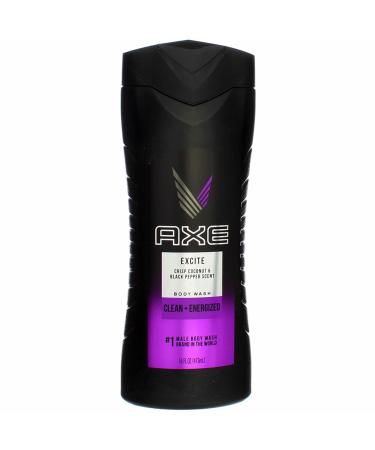 AXE Body Wash 12h Refreshing Scent Excite Crisp Coconut and Black Pepper Men's Body Wash with 100 percent Plant-Based Moisturizers 16 oz