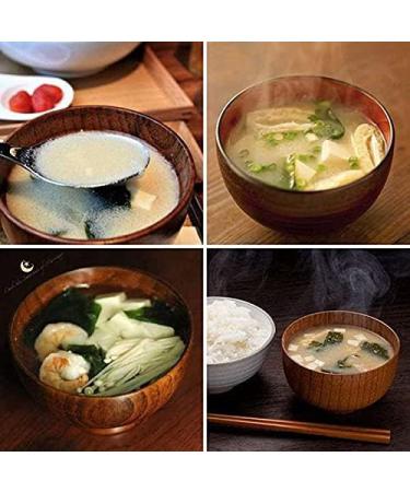 SKORDO 6 Pcs Wood Bowls Serving Tableware for Rice Soup Dip Coffee Tea Decoration Wooden Salad Bowl Kitchen Cutlery Set - Buy Online on GoSupps.com