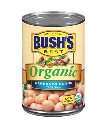 BUSH'S BEST Organic Garbanzo Beans Canned Beans Organic Chick Peas USDA Certified Organic Source of Plant Based Protein and Fiber Low Fat Gluten Free (6) 15 Ounce (Pack of 6)