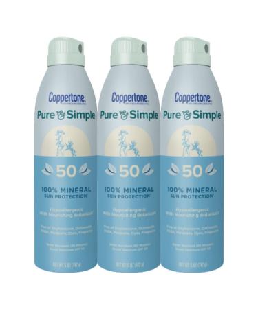 Coppertone Pure and Simple Spray Sunscreen SPF 50 Broad Spectrum Sunscreen with Zinc Oxide 5 Oz Pack of 3 - Buy Online on GoSupps.com