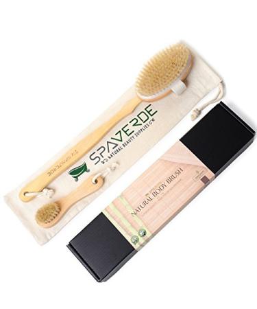 Natural Boar Bristle Body & Face Brush Set for Dry Brushing - Exfoliate, Reduce Cellulite, Improve Circulation - Long Handle with Bonus Travel Bag - Perfect Gift - Buy Online on GoSupps.com