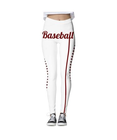 Geilisungren baseball print pantyhose sport yoga running leggings fitness hot pants stretch running training cycling pants yoga sport leggings for women leggings with high waist package not preserved white xxl