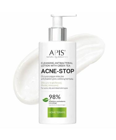 Apis Daily Acne Face Wash for Oily & Combination Skin - Moisturizing Cleansing Milk for Face with Green Tea and Aloe Extract - Soothing Acne Facial Cleanser & Sebum Remover - Clean Pores Effect