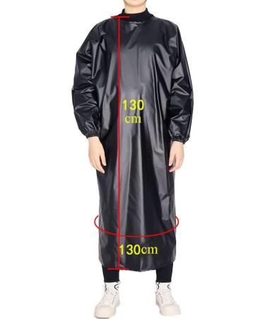 Buy Waterproof Black PVC Long-Sleeved Apron | Oil-Resistant Easy-to-Clean Work Apron for Kitchens & Meat Processing - 130x130cm - Buy Online on GoSupps.com