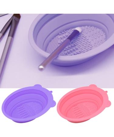 Makeup Brush Cleaning Mat Foldable Brush Cleaner Bowl Silicone Brush Cleaner Pad for Sponge Pink - Buy Online on GoSupps.com