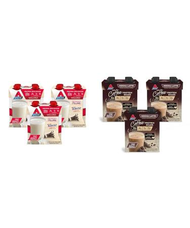 Atkins Vanilla Cream Meal Size Protein Shake 23g Protein Low Glycemic 3g Carb & Mocha Latte Iced Coffee Protein Shake 15g Protein Low Glycemic 4g Net Carb 1g Sugar