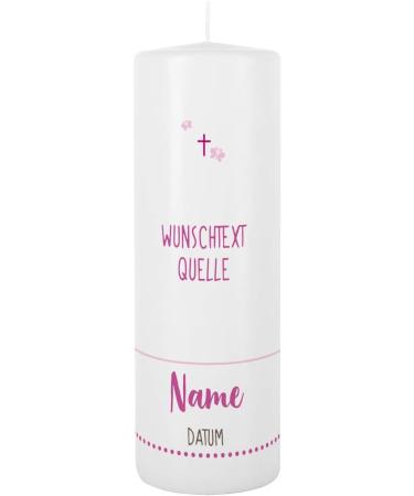Striefchen Baptism Candle | Personalized Tree of Life Design | Custom Name & Date | White-Pink | Ideal Gift for Christening - Buy Online on GoSupps.com