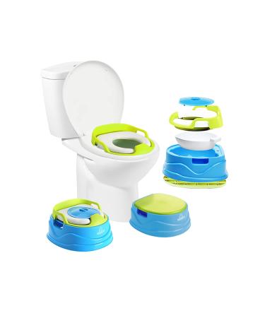 Babyloo Bambino Potty 3-in-1 Multi-Functional Children's Toilet Training Seat - 3 Convertible Stages for 6 Months and up (Blue)