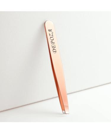 Depoza Handmade Rose Gold Slant Tweezers | Professional Stainless Steel for Precise Eyebrow Hair Removal - Buy Online on GoSupps.com