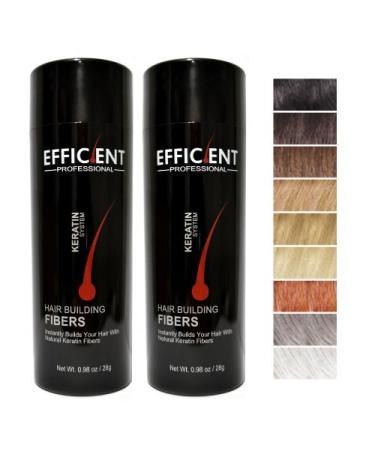 2 of EFFICIENT Keratin Hair Building Fibers Hair Loss Concealer Net Wt. 28gm / 0.98 oz (Medium Brown)