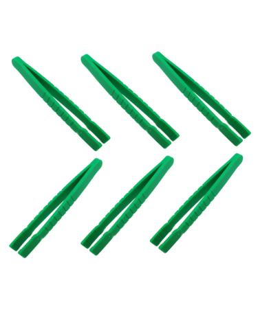 ULTECHNOVO 6pcs Collection Tweezers Crafts for Toddlers Kids Tools Toddler Tool Fuse Beads Tweezers Science Lab Tweezers Kids Tweezers for Science Flat Head Tweezers Plastic Forceps Green 1 Medium